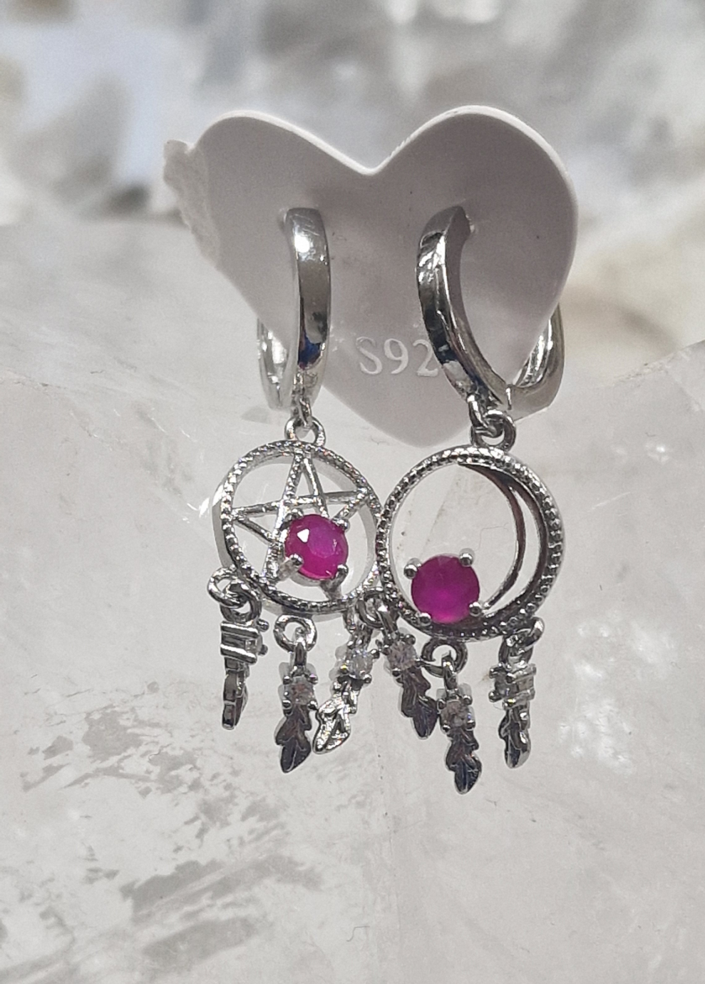 Ohrringe Traumfänger Rubin 925 Silber