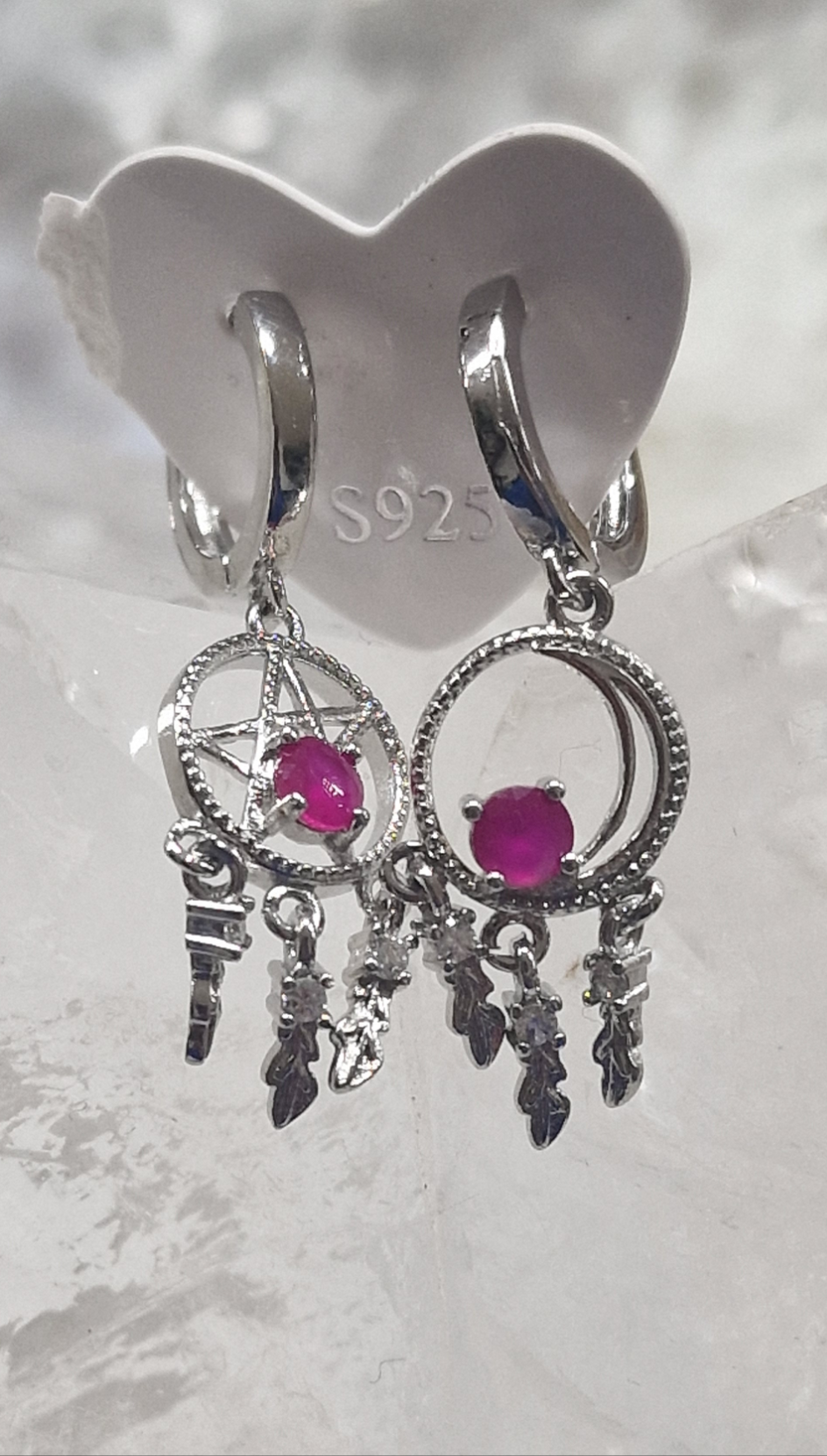 Ohrringe Traumfänger Rubin 925 Silber