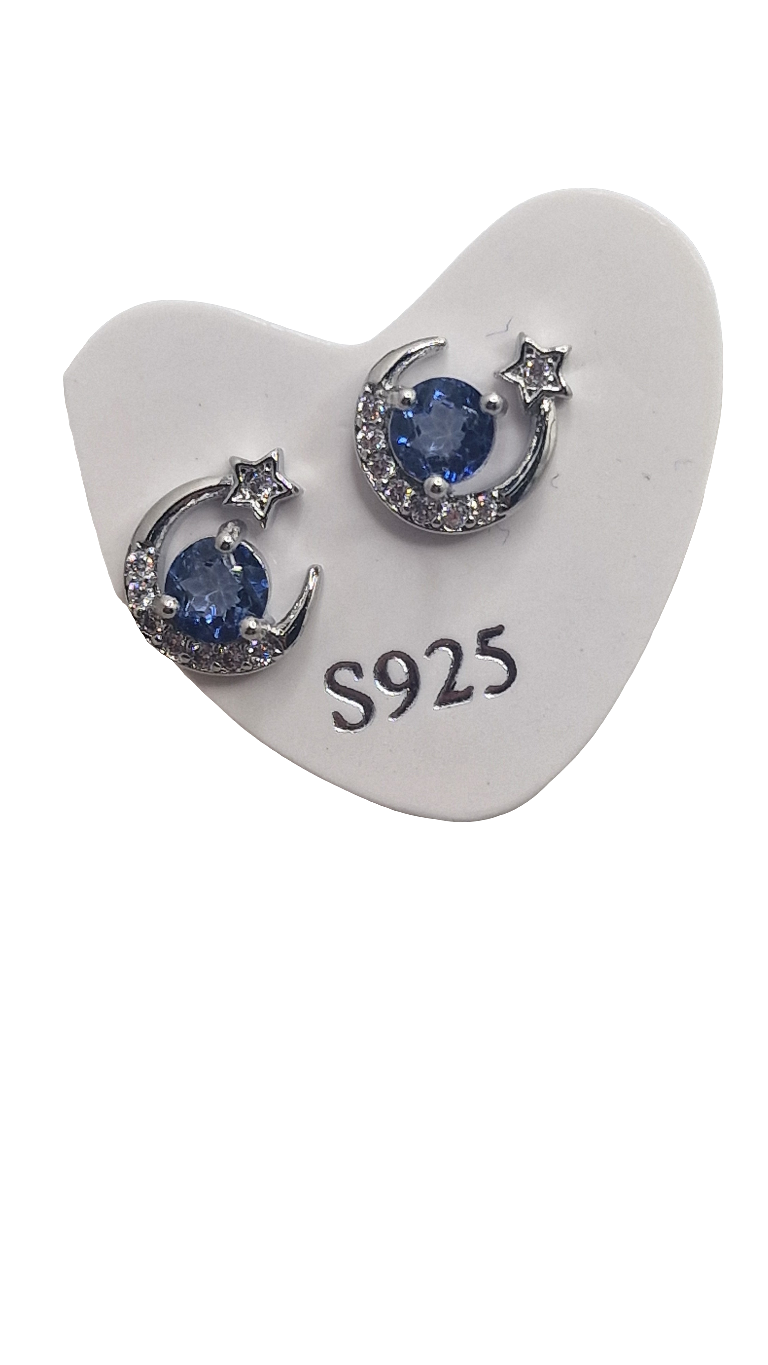 Ohrringe Stern Mond London Topas 925 Silber