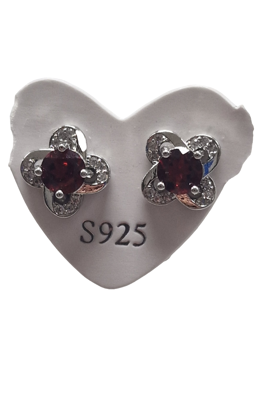 Ohrringe Blüten Granat 925 Silber