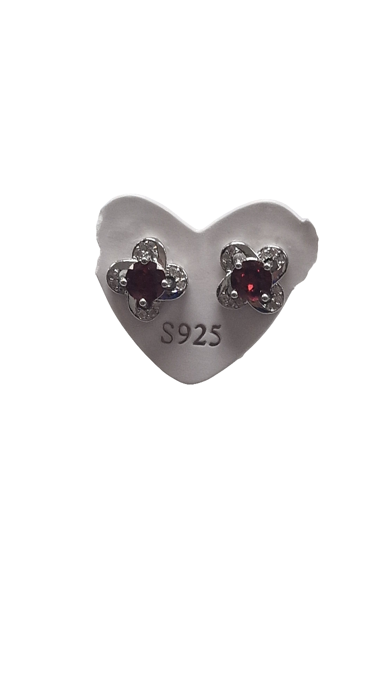 Ohrringe Blüten Granat 925 Silber