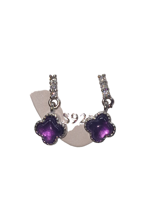 Hängende Ohrringe Amethyst 925 Silber