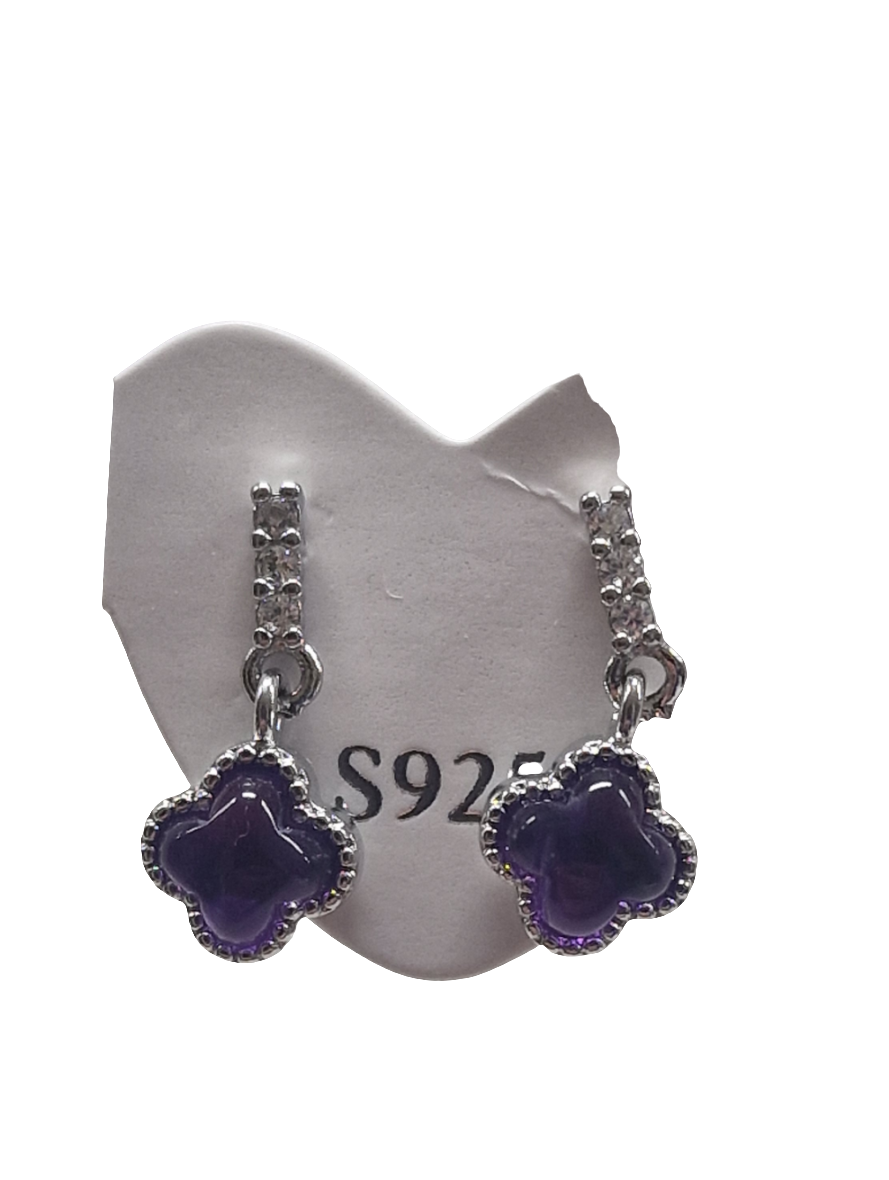 Hängende Ohrringe Amethyst 925 Silber