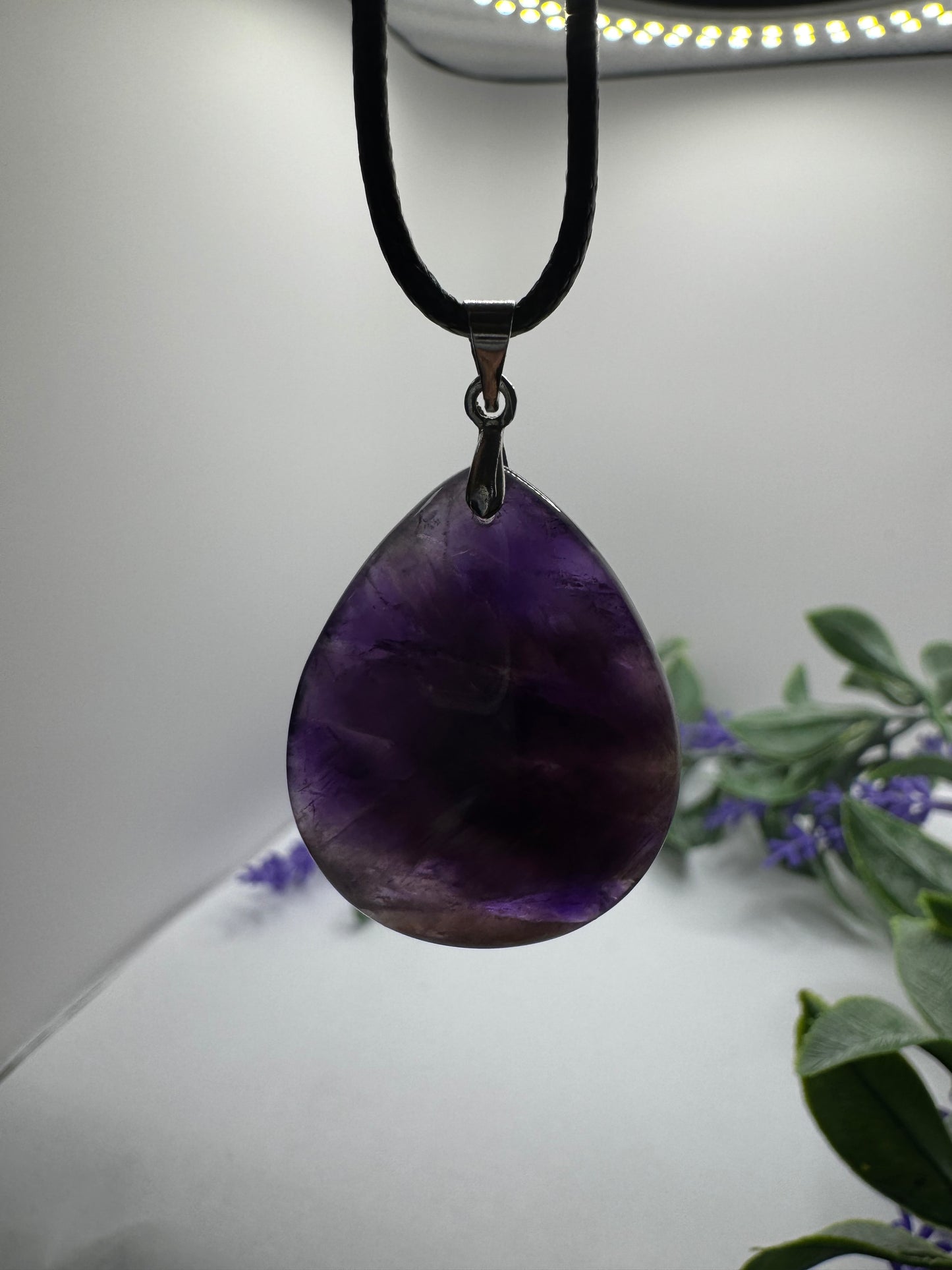 Kette Tropfen Anhänger Amethyst / Rosenquarz / Aventurin