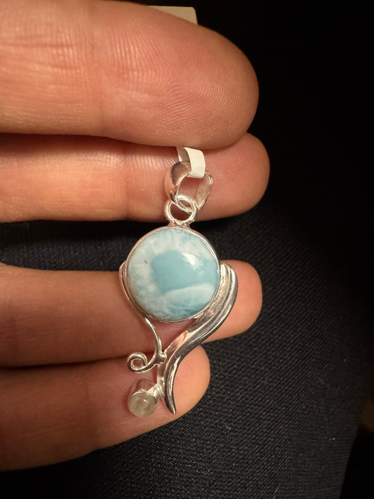 Larimar/Mondstein Anhänger 925 Silber