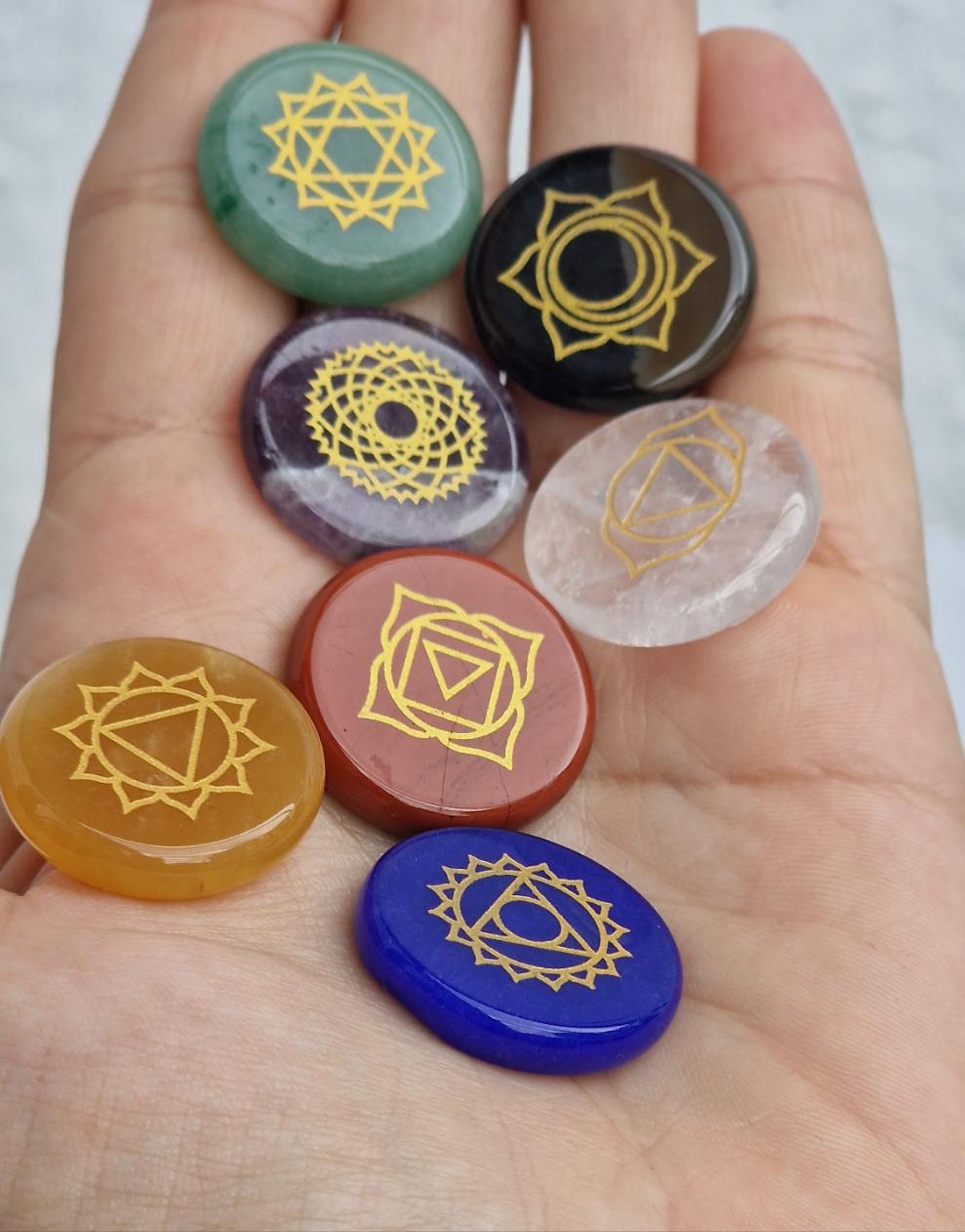 Chakra Handsteine Auflegesteine Set