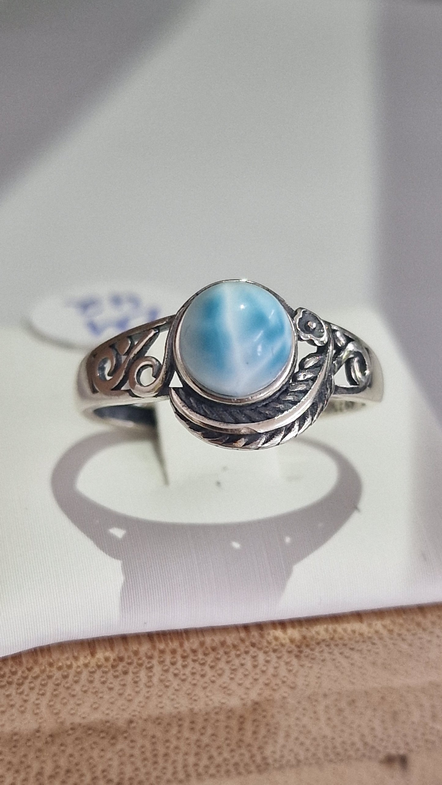 Larimar Ring 925 Silber / Gold