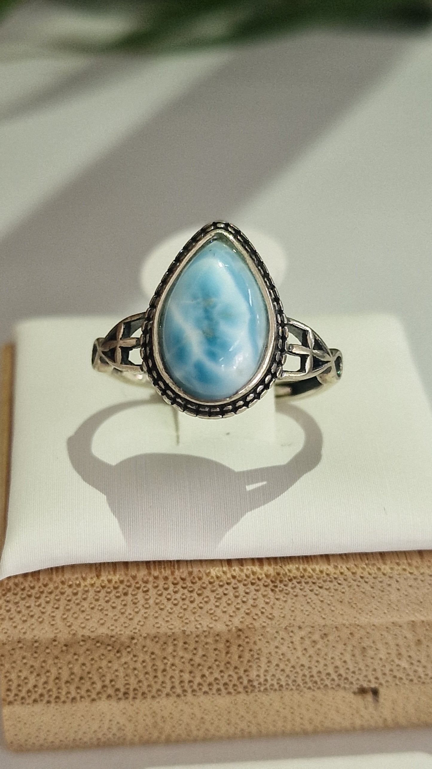 Larimar Ring 925 Silber / Gold