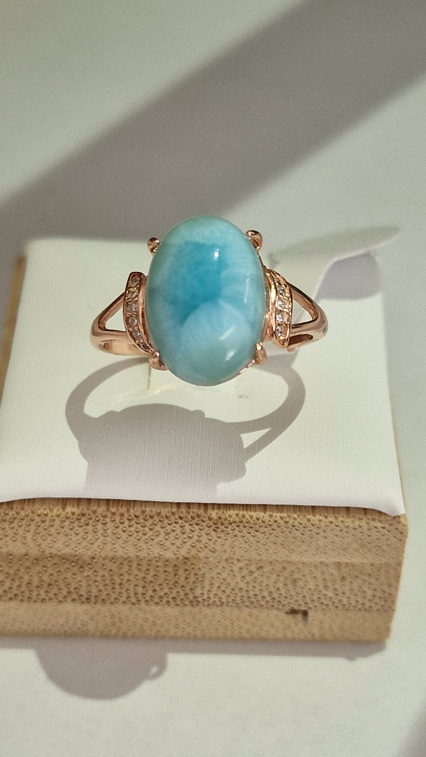 Larimar Ring 925 Silber / Gold