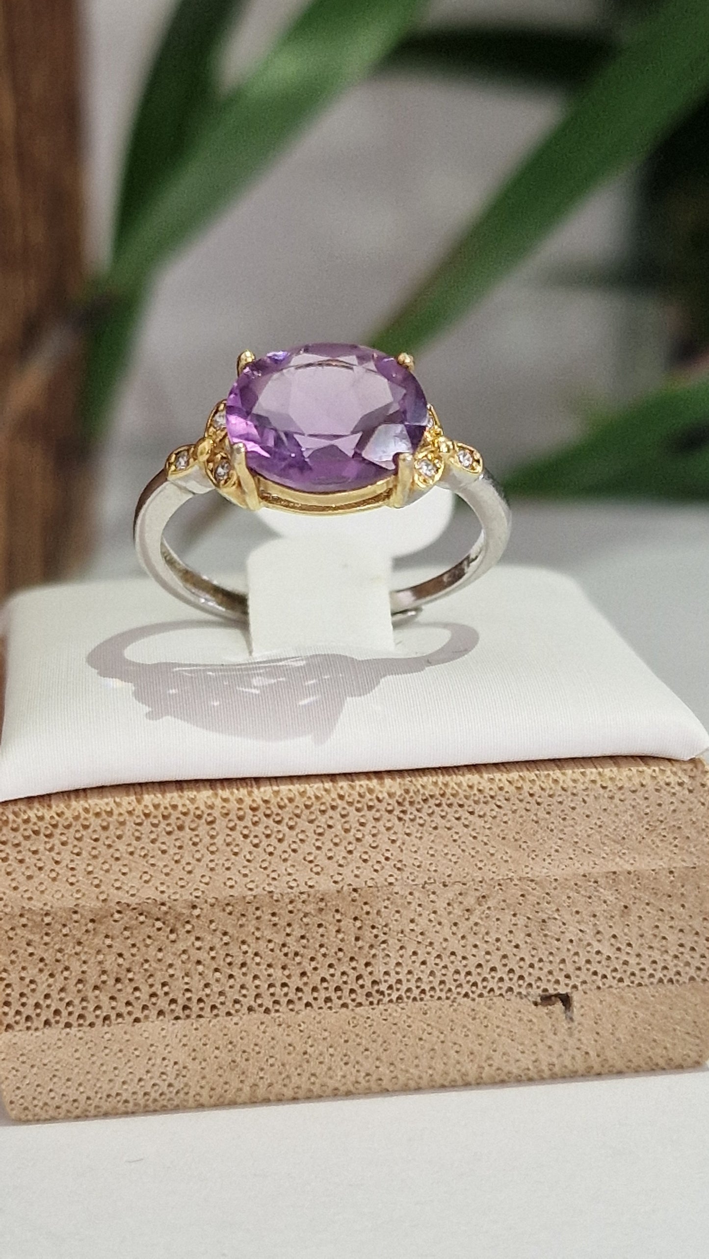 Amethyst Ring 925 Silber / Gold