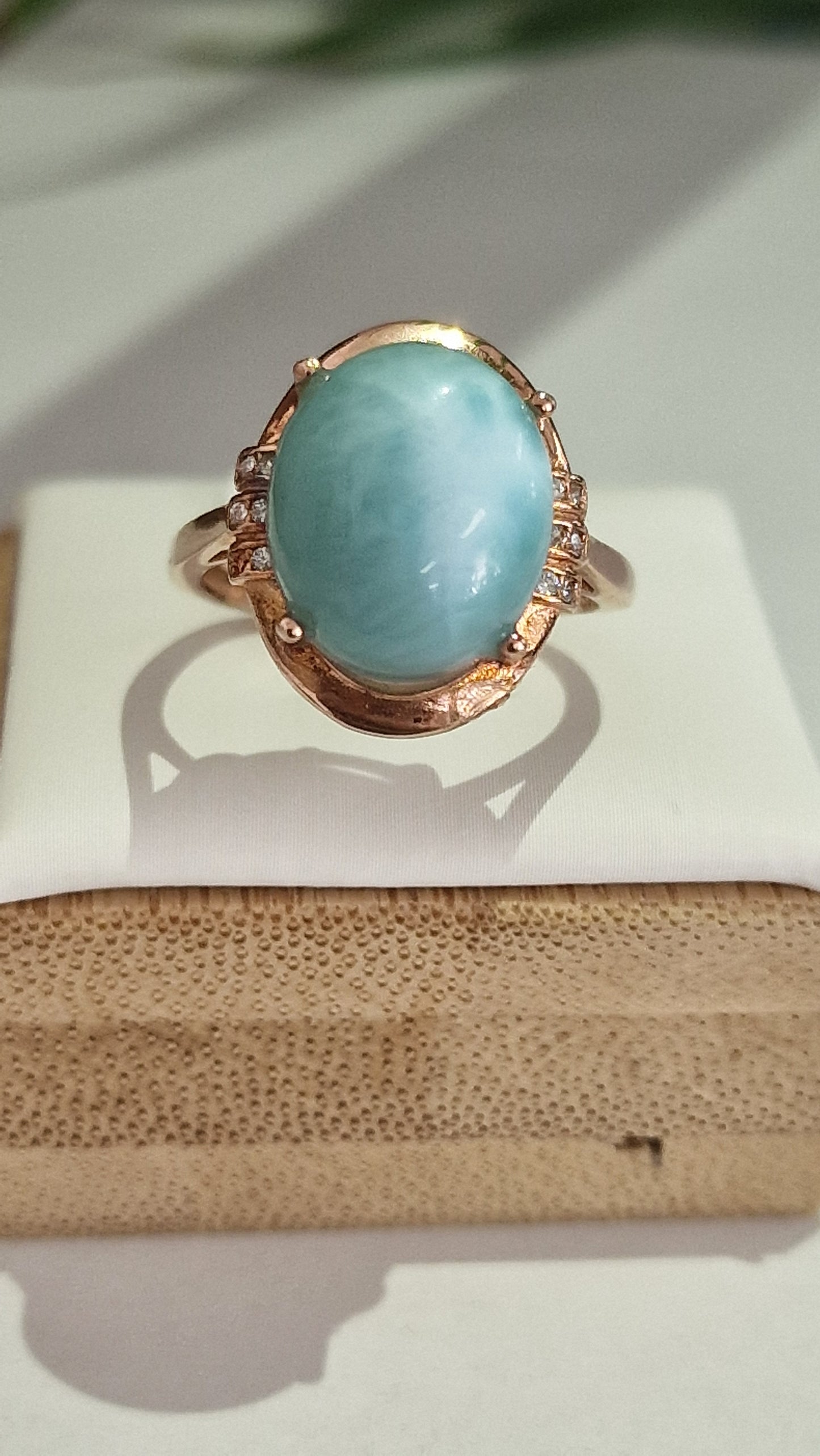 Larimar Ring 925 Silber / Gold