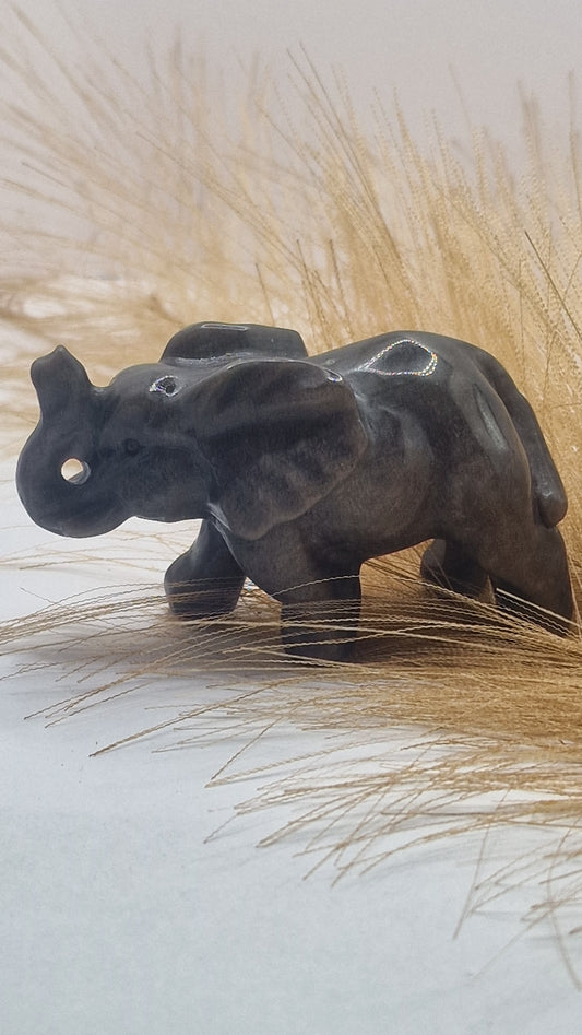 Silberobsidian Elefant