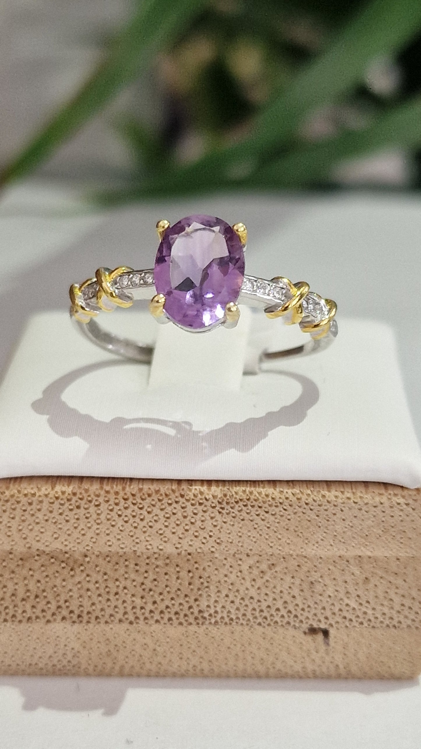 Amethyst Ring 925 Silber / Gold